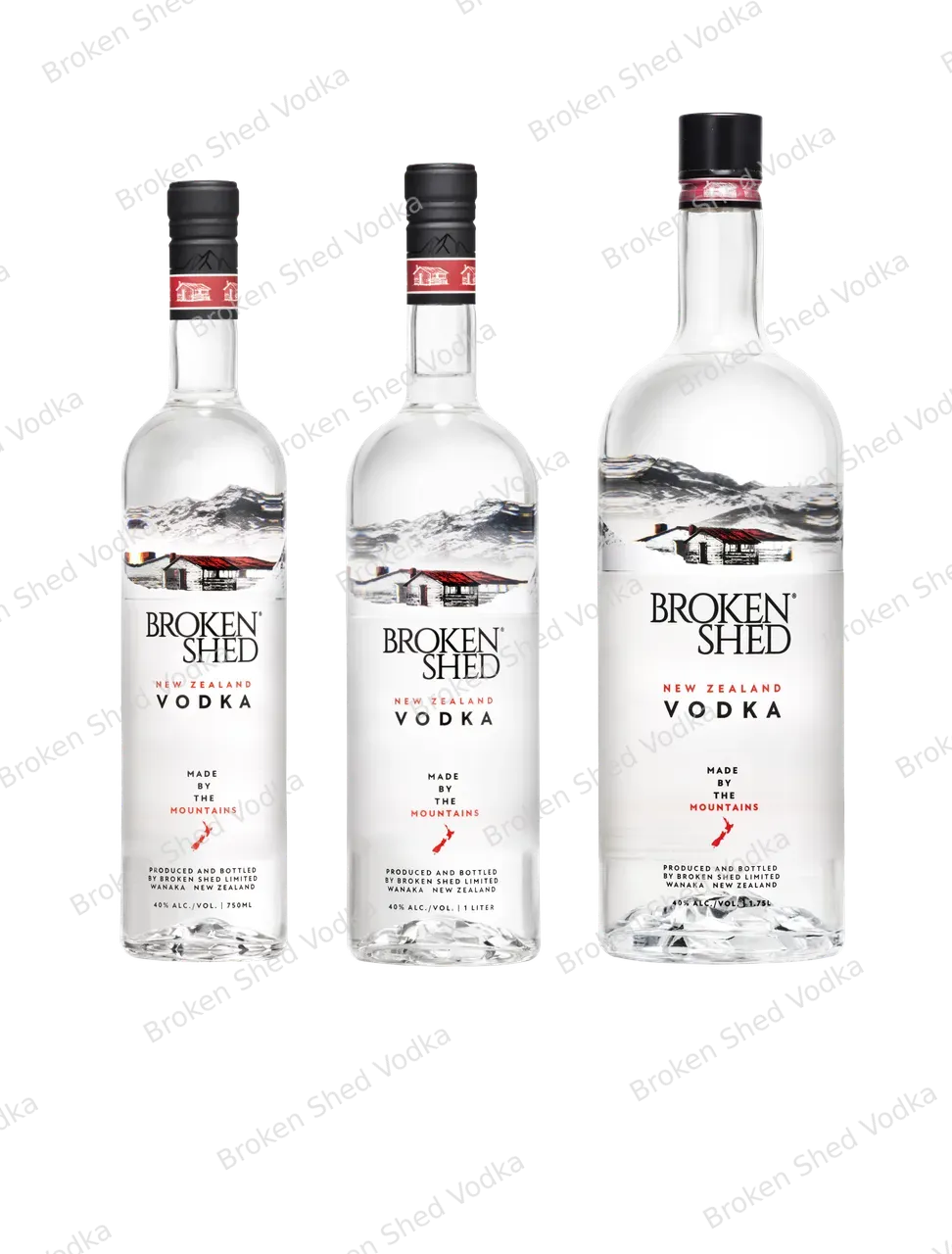 Broken Shed Vodka Group Shot, Transparent, No Reflection