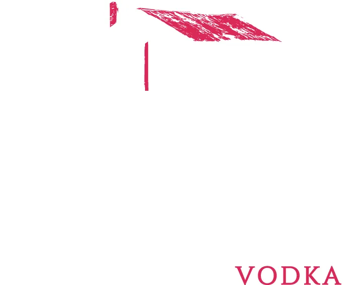Logo Stacked - Red + White - Broken Shed Vodka