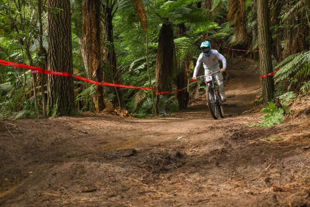 Crankworx athlete riding the Taniwha DH track