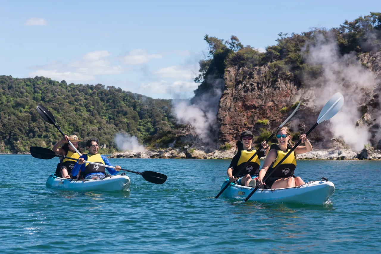 Taiao Adventures - Customers taking part in Steaming Cliffs kayak tour