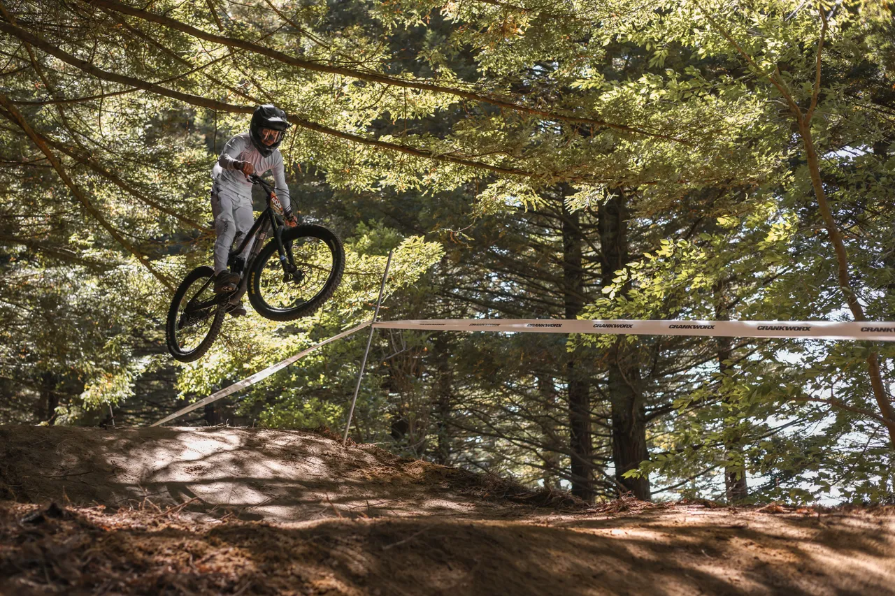 Crankworx athlete getting air on the AirDH track.