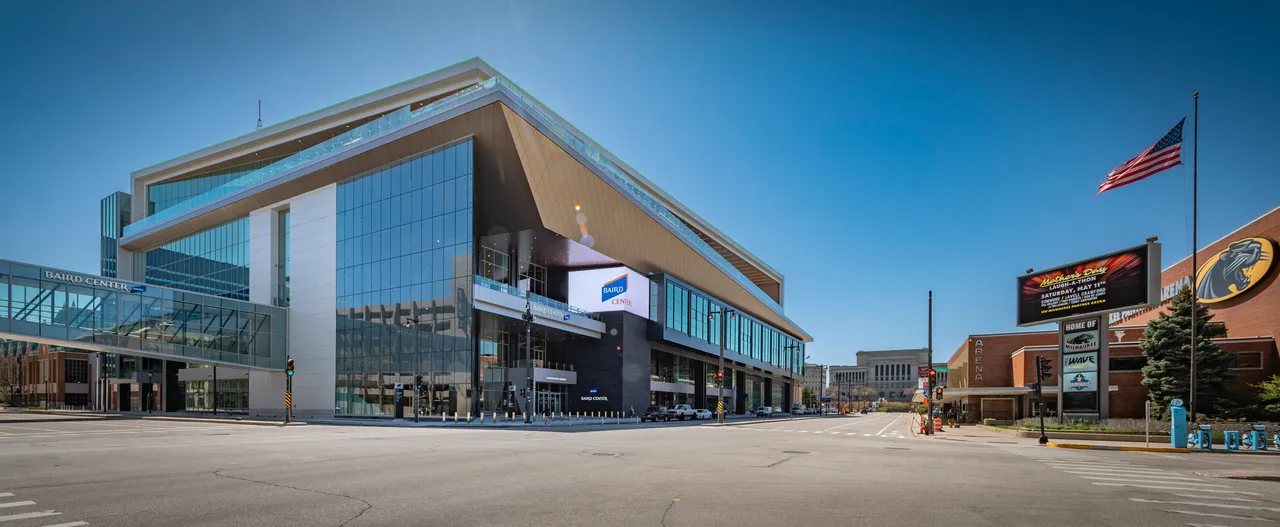 Baird Center Exterior with UW-Milwaukee Panther Arena
