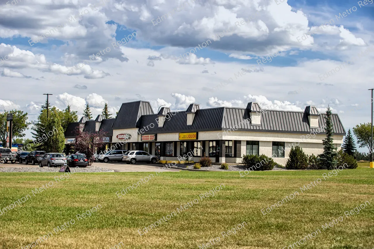 Storefronts on a sunny day