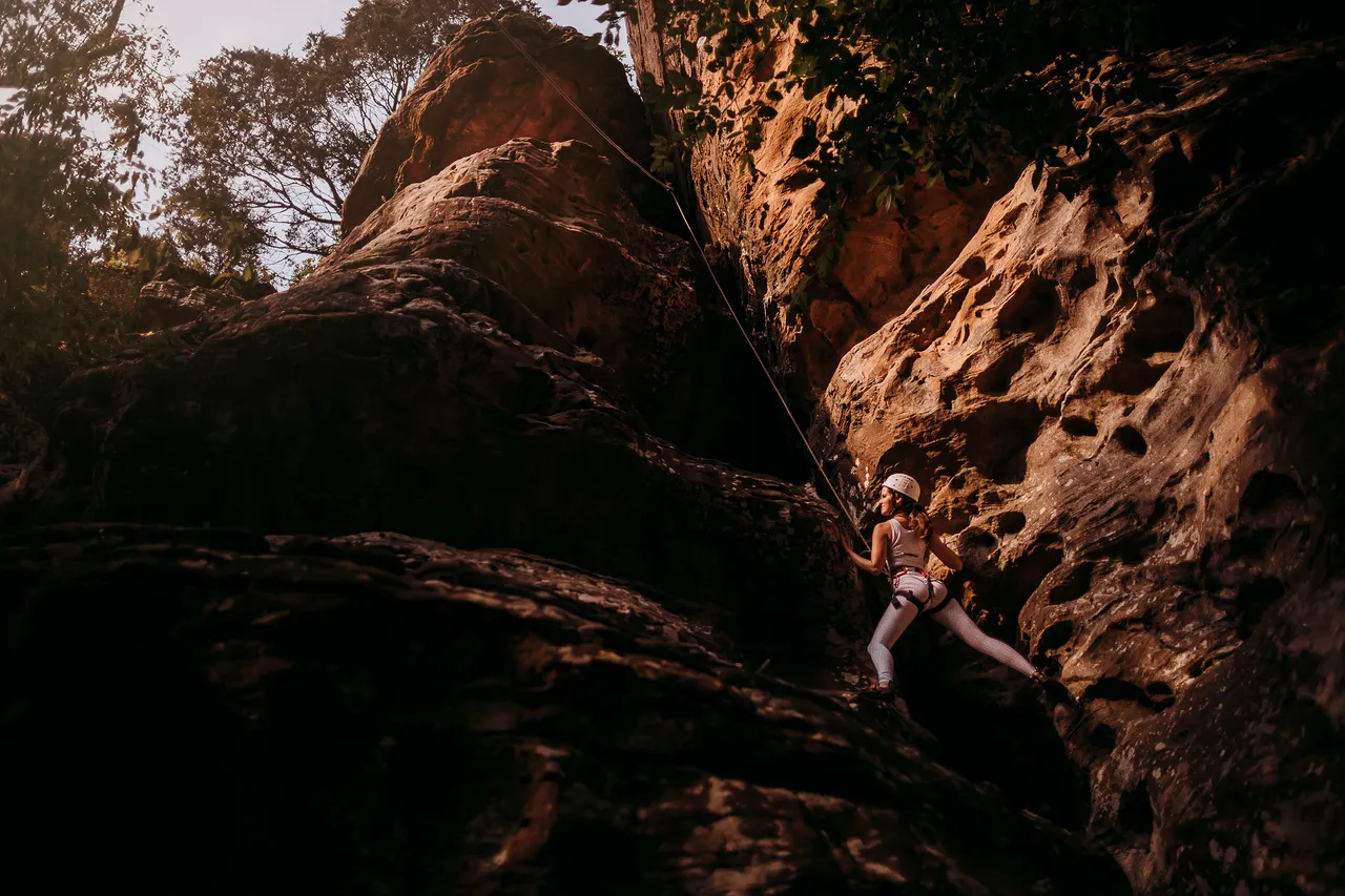Ariel Beverly rock climbing in Giant City State Park