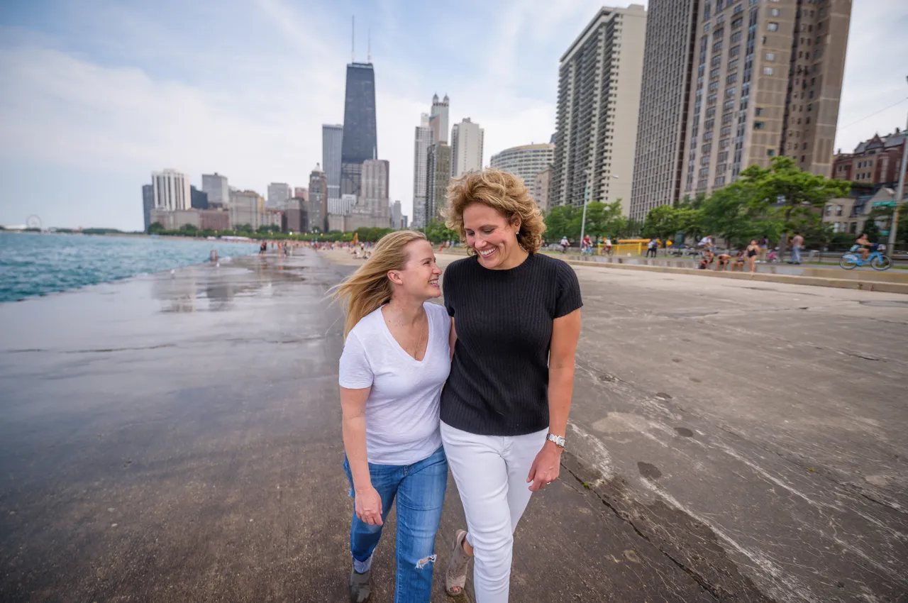 Walking Arm-in-Arm at Oak Street Beach