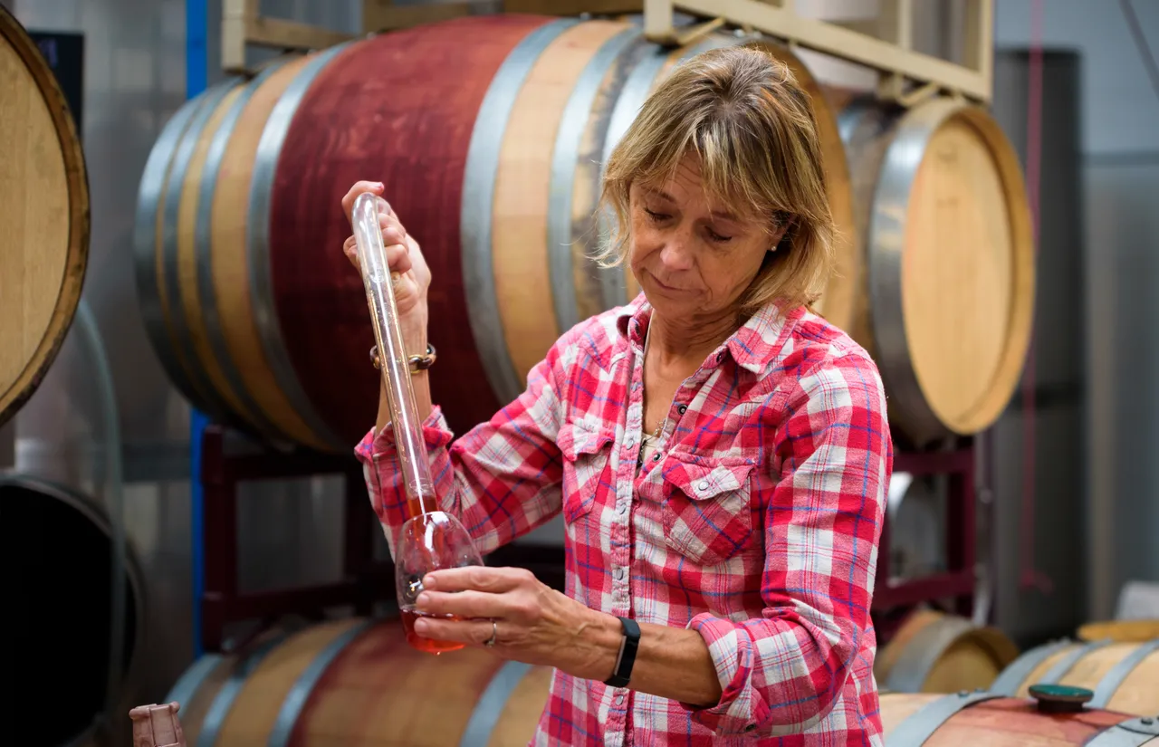 Testing Wine at Galena Cellars