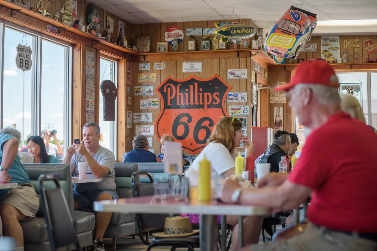 Eating at Cozy Dog Drive In