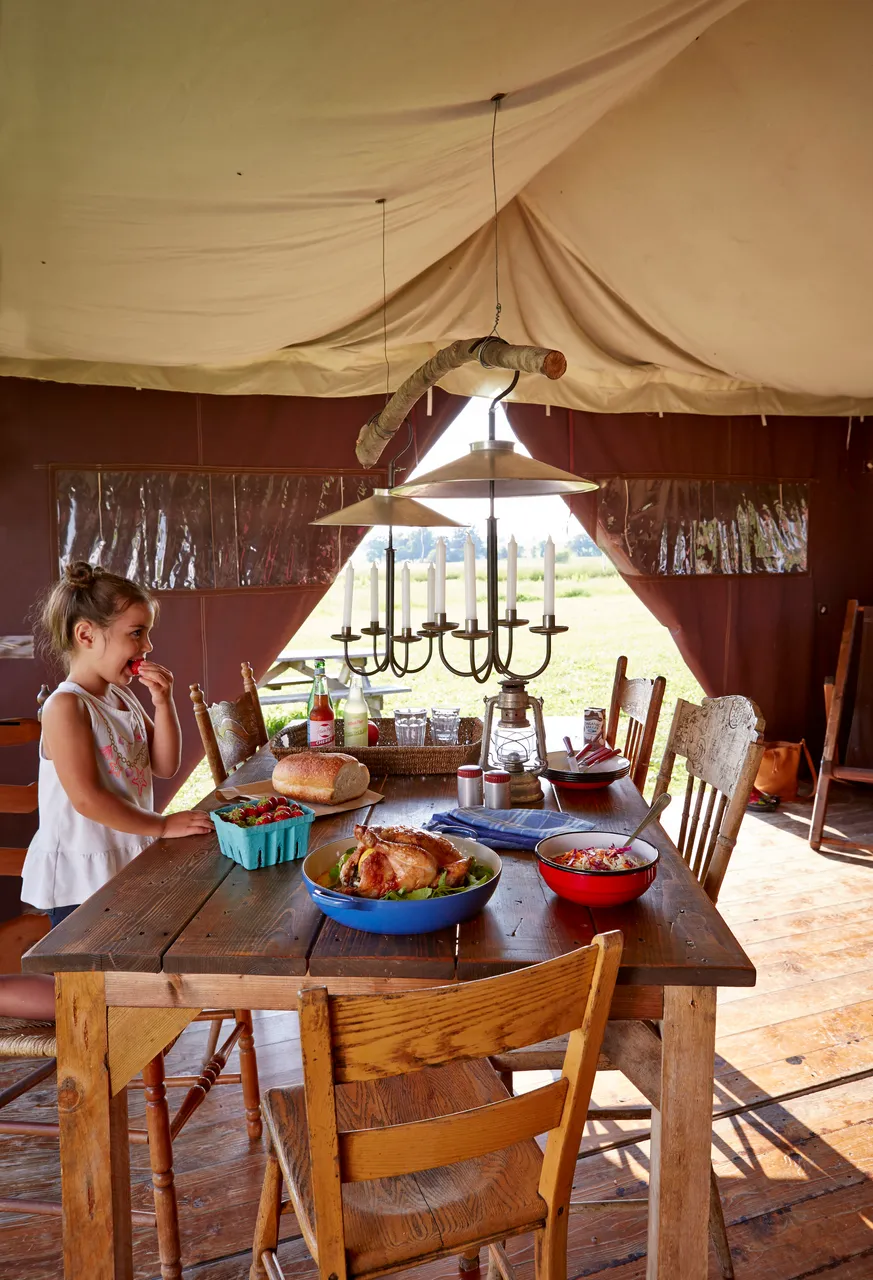 Kinnikinnick Farm_interior tent_Caledonia_Beyond