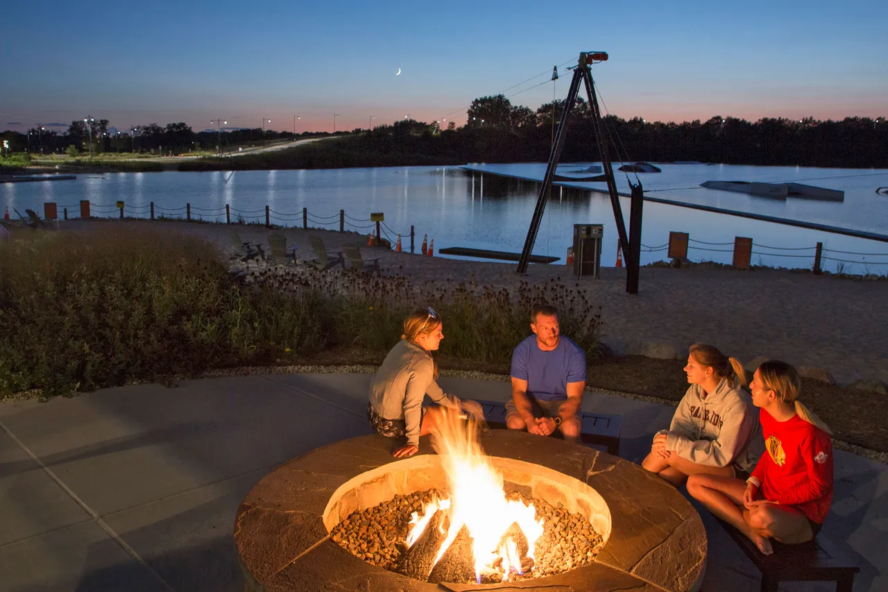 The Quarry Cable Park_Firepit_.Crystal Lake_Beyond