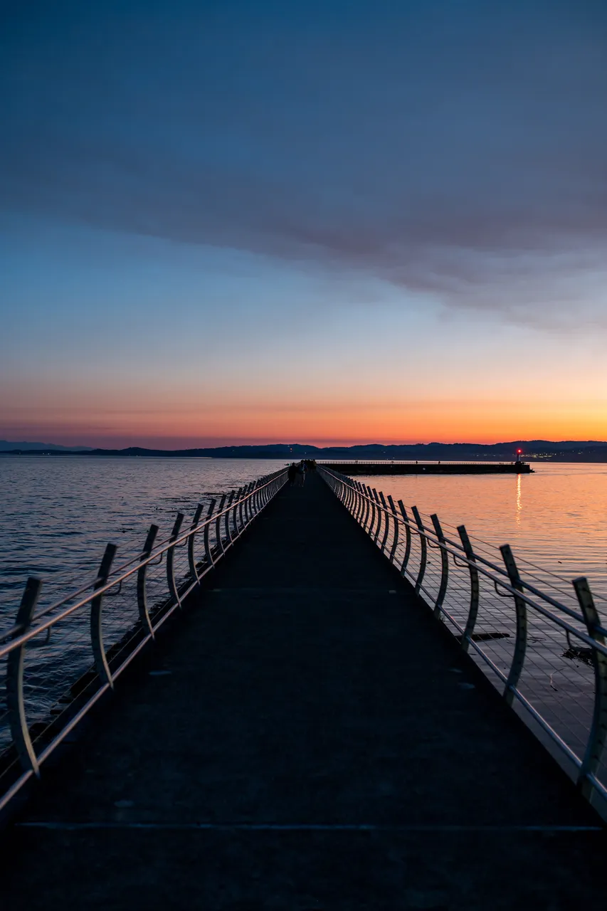 Ogden Point Breakwater Overlooking Sky and Ocean at Night