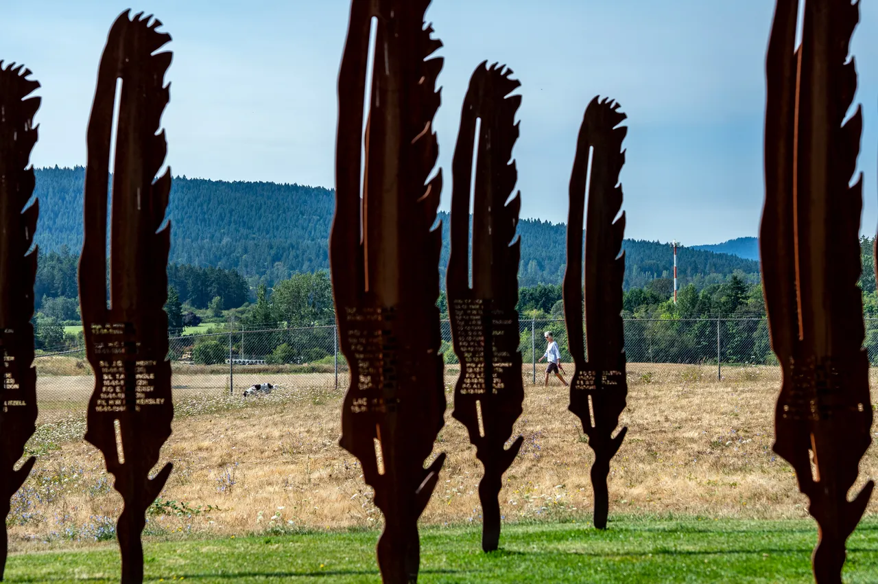 Metal Art Structure  with Mountain in Background