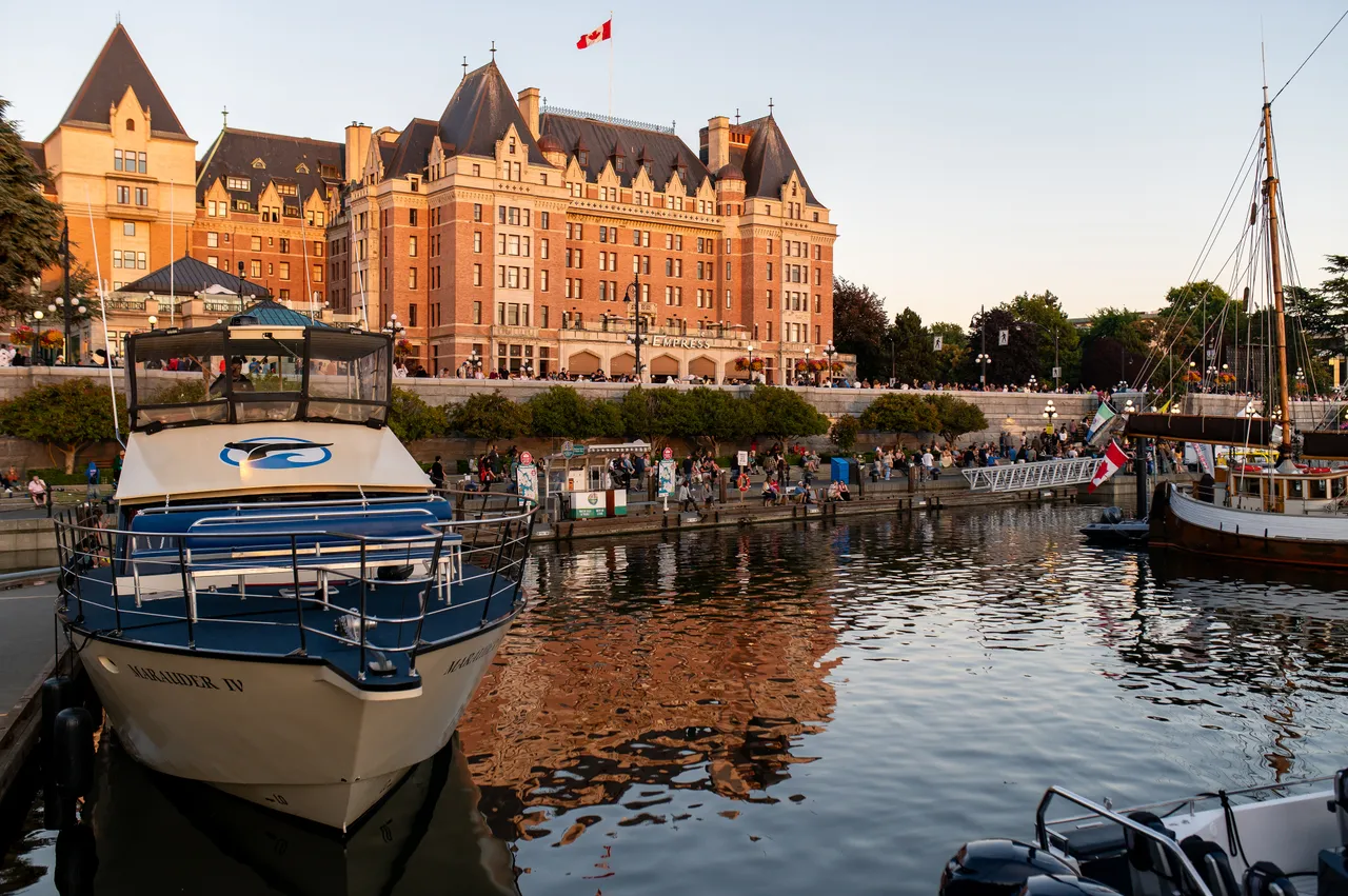 Empress Hotel Reflected in the Inner Harbour at Golden Hour