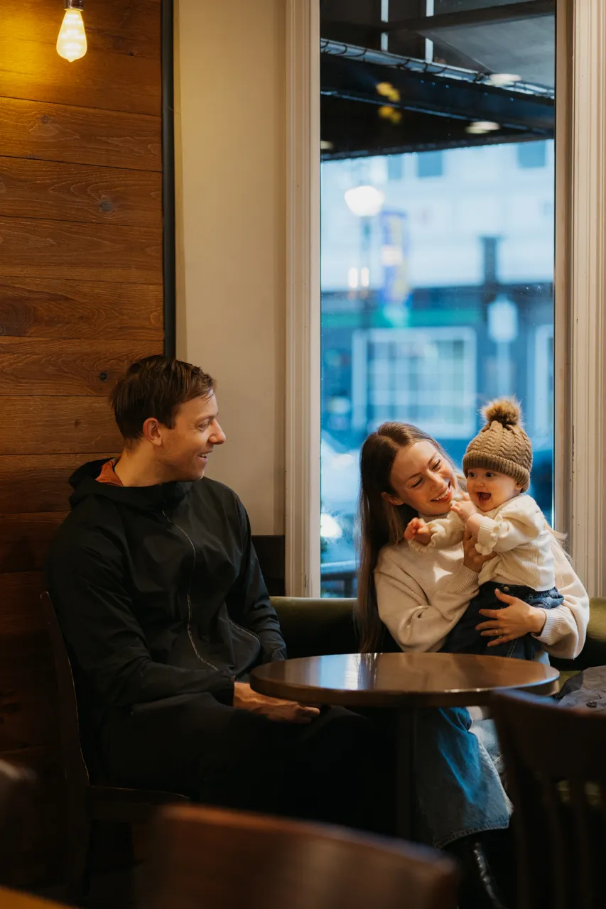 Family inside coffee shop - 1