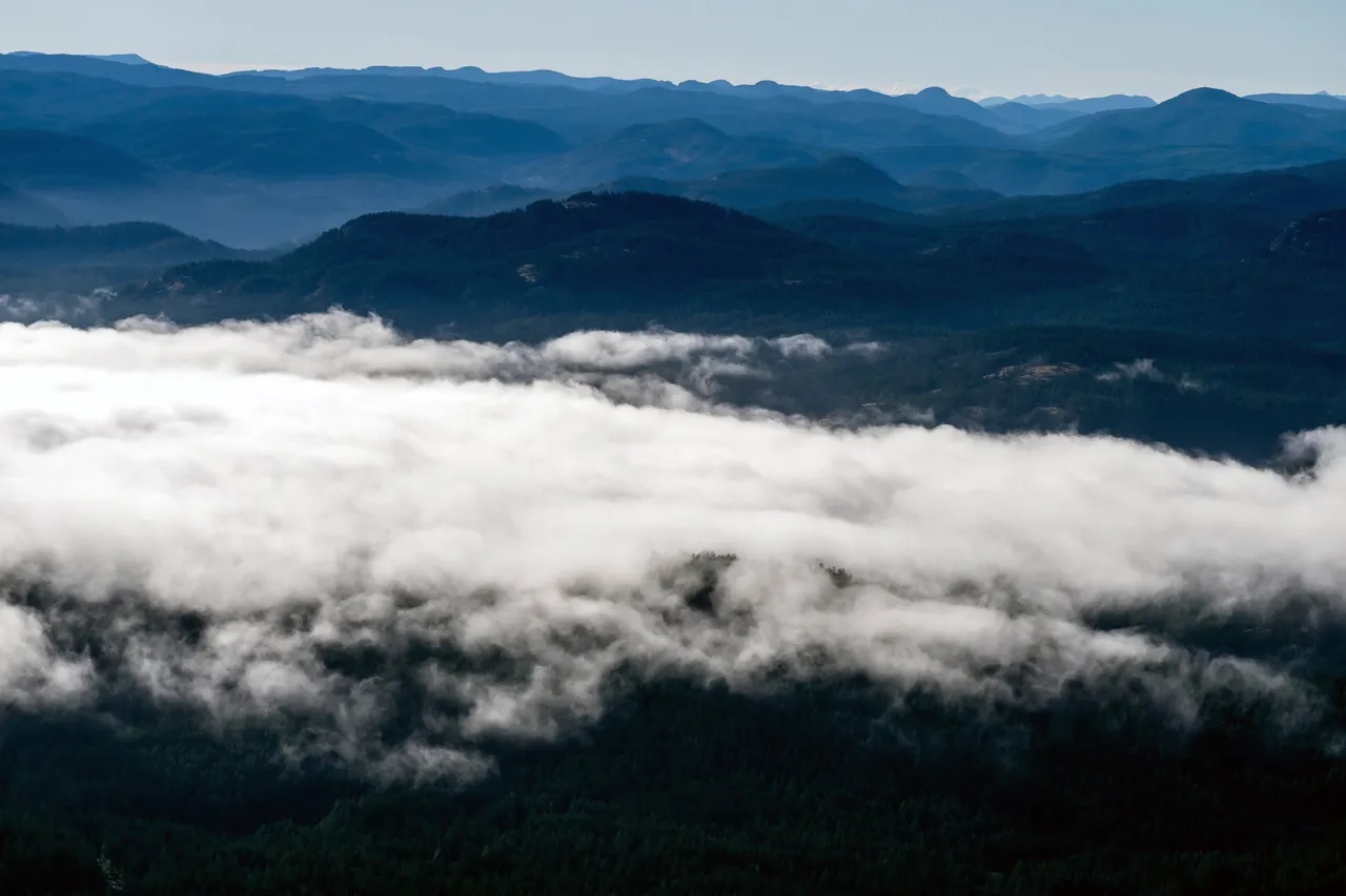 Metchosin Aerial Overlooking Clouds and Forests
