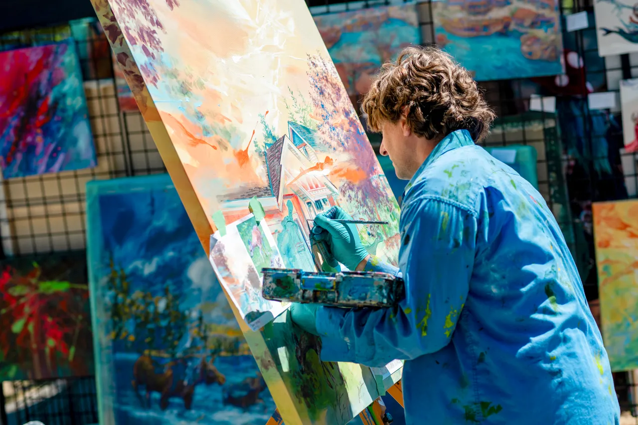 Artist at work outside