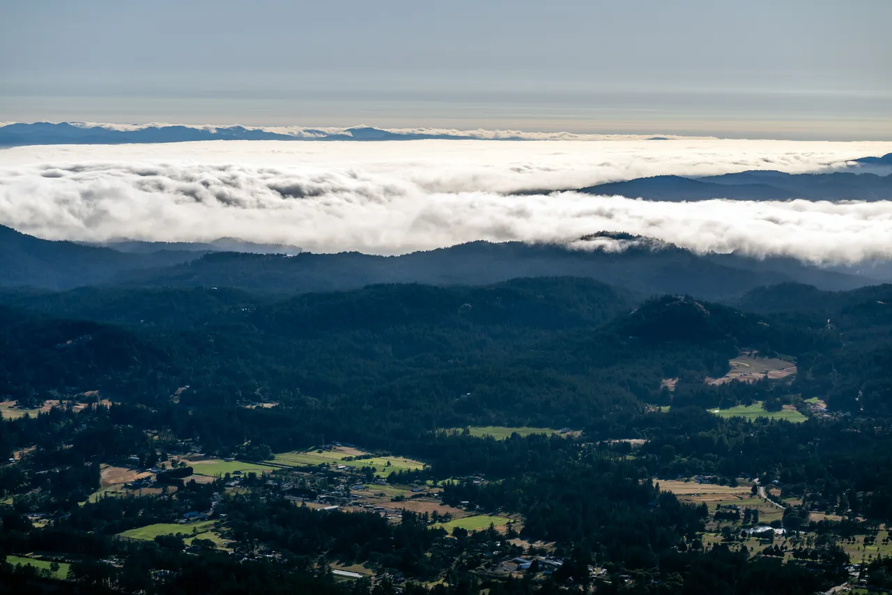 Metchosin Aerial Shot with Clouds and Trees