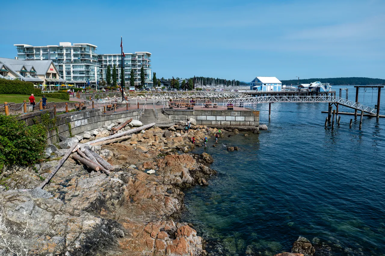 Shoreline during Daytime with Walkway and Buildings in Background