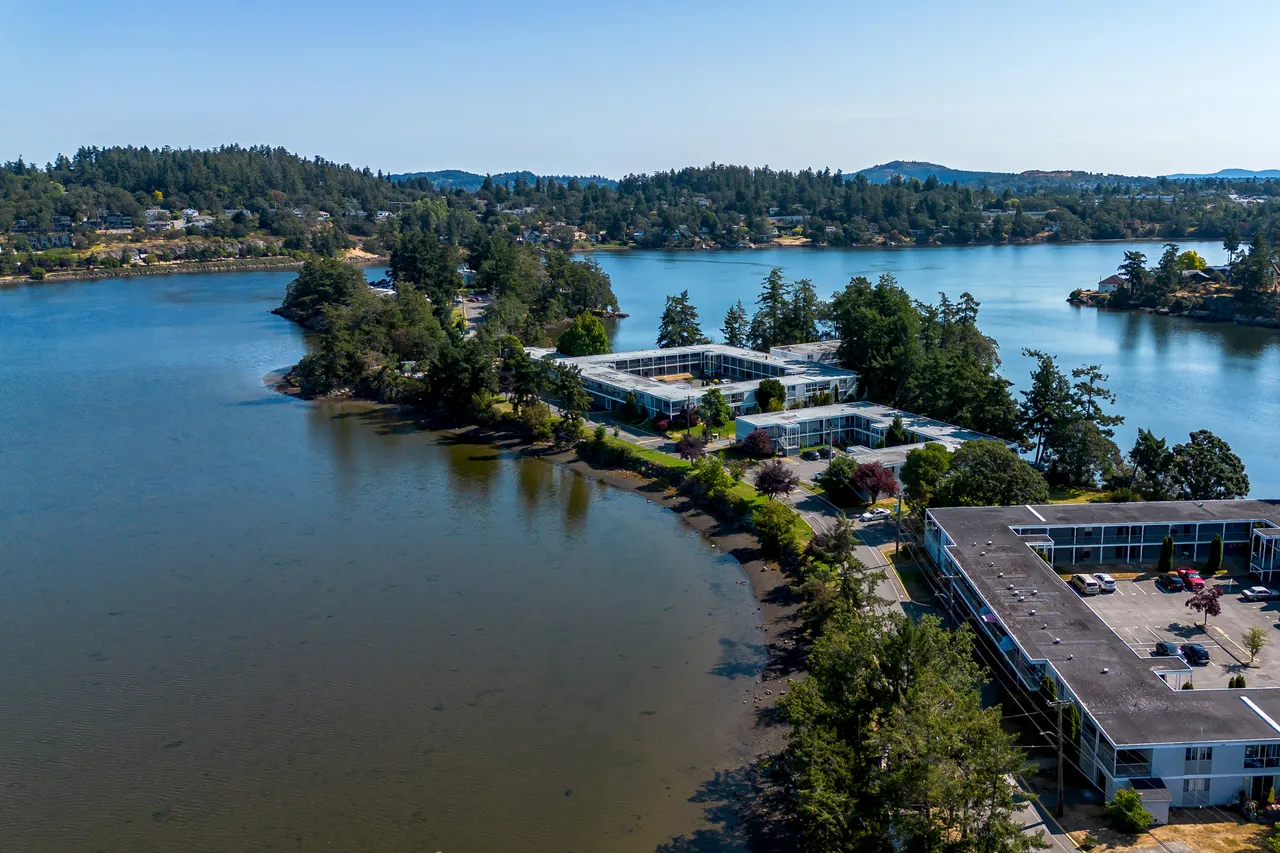 Aerial View of Ocean and Square Buildings During Summer