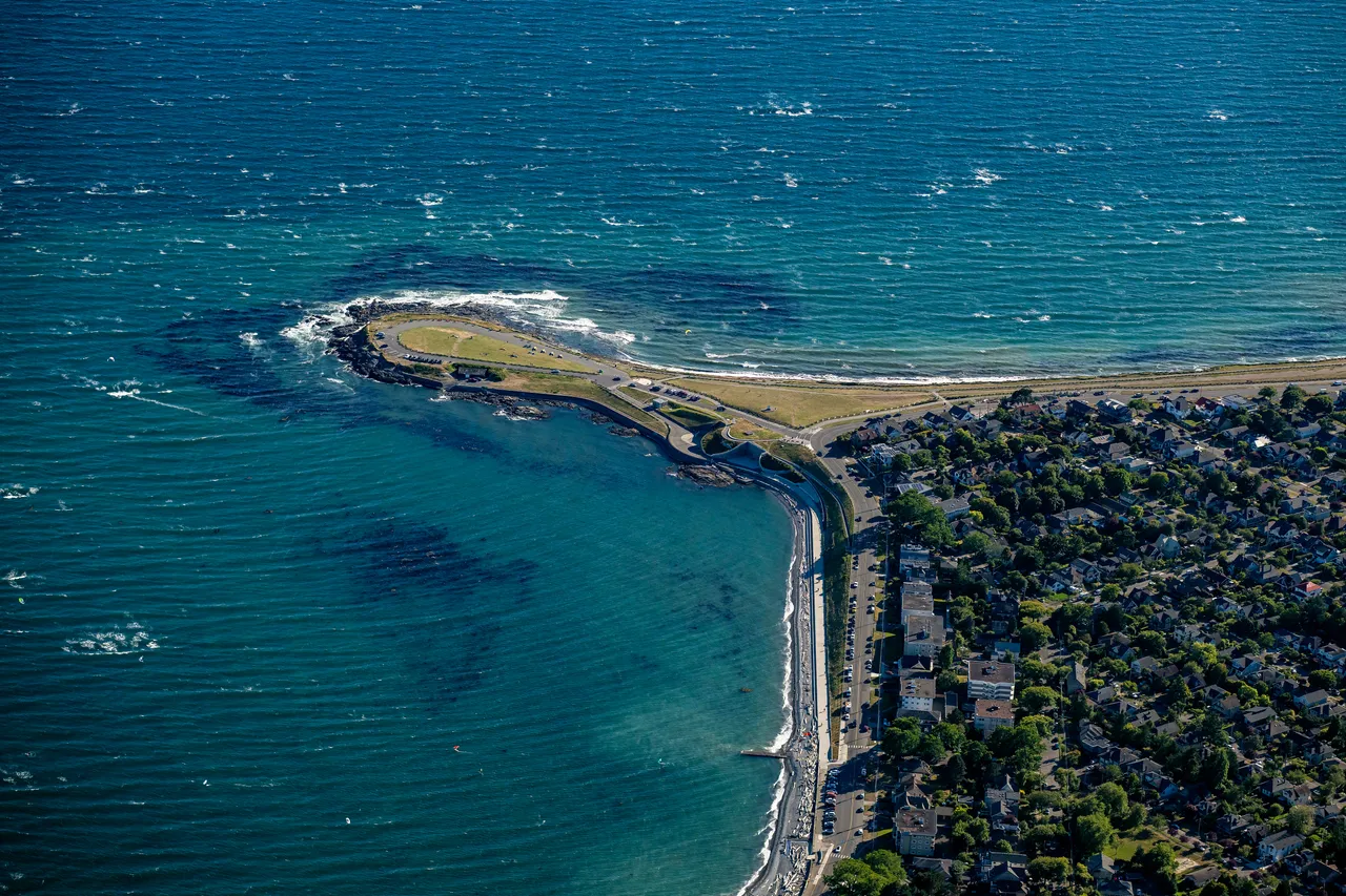 Oak Bay Aerial Ocean and Residential Area