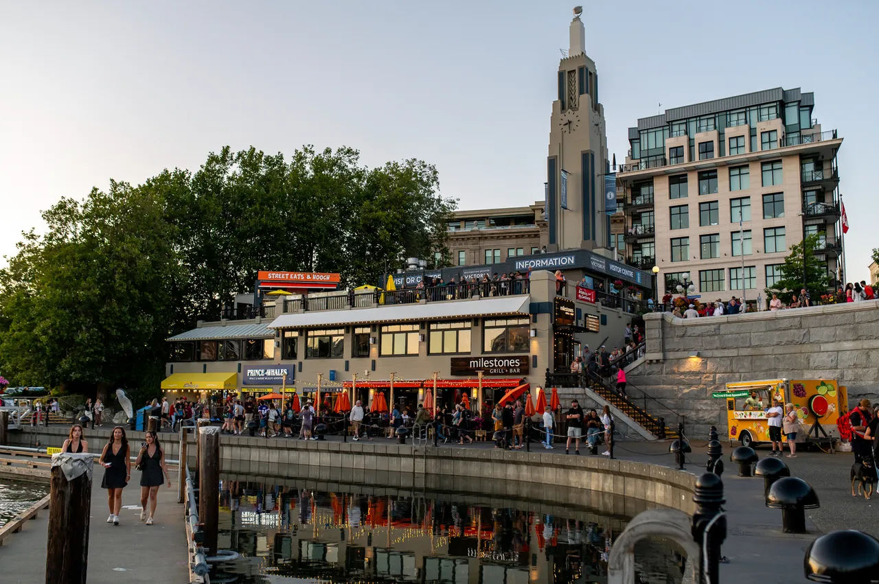 Inner Harbour Causeway and Visitor Centre Tower at Sunset