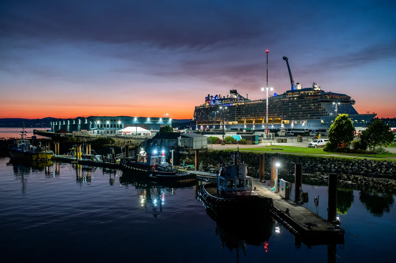 Maritime Photo of Ogden Point with Cruiseship at Night
