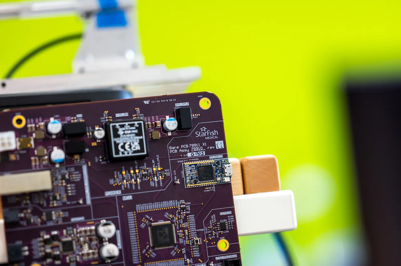 Close Up Image of Circuit Board with Green Background