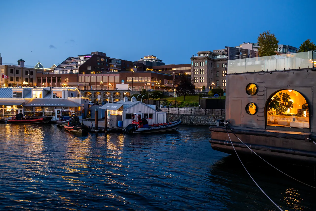 Inner Harbour Marina with Boats at Night