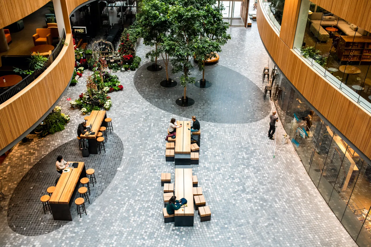 People sitting in atrium - 1
