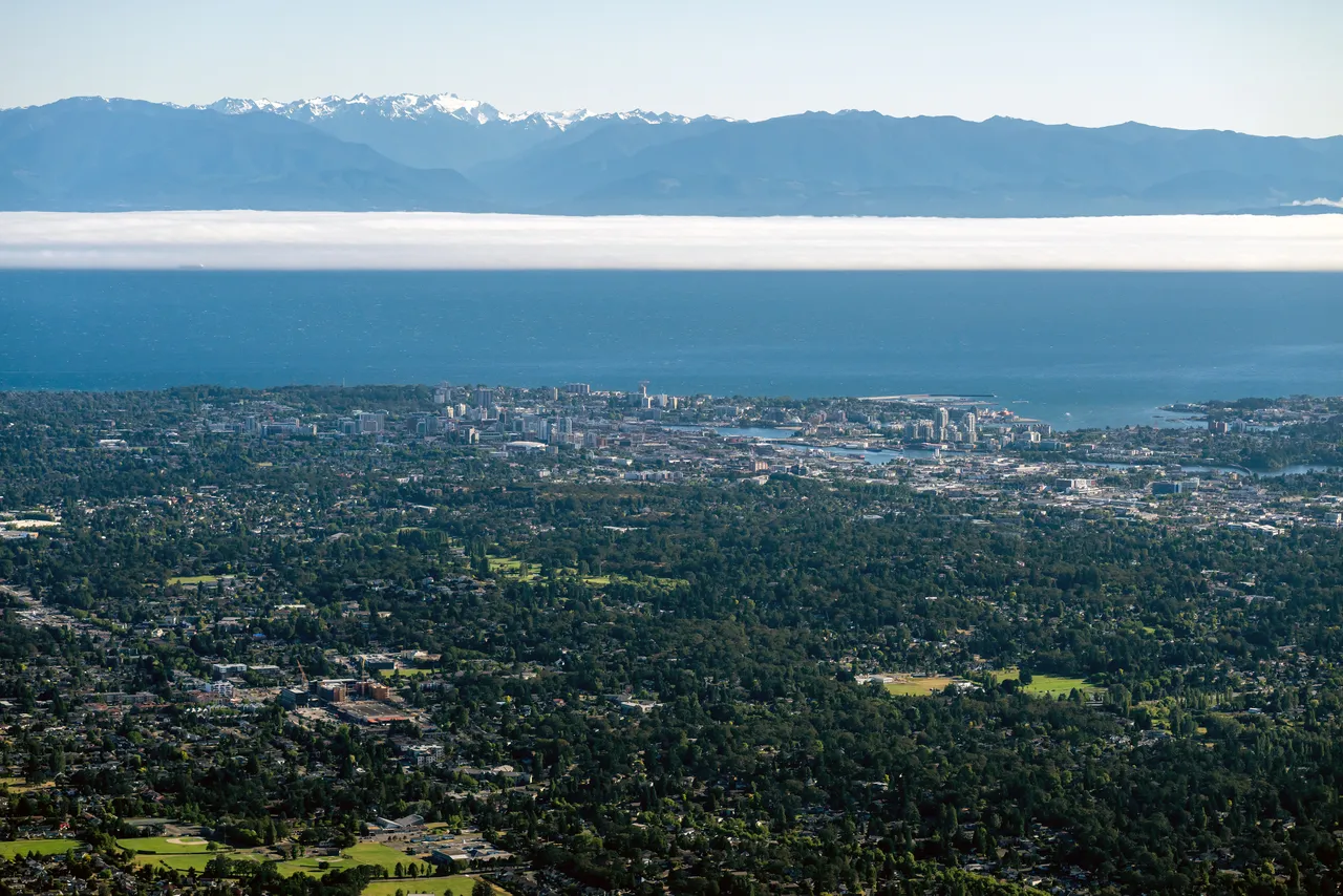 Saanich looking South with Mountains, Clouds and Trees