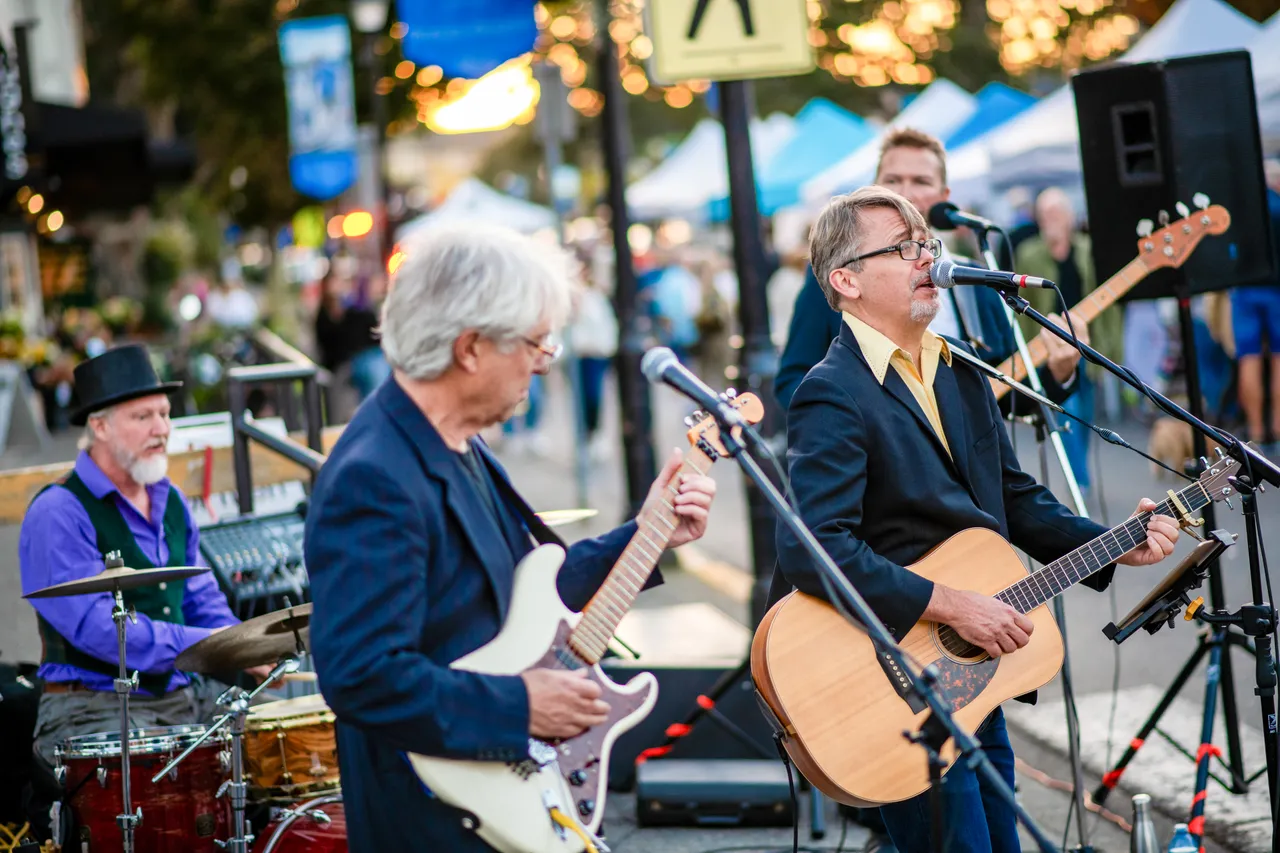 Band playing music outdoors