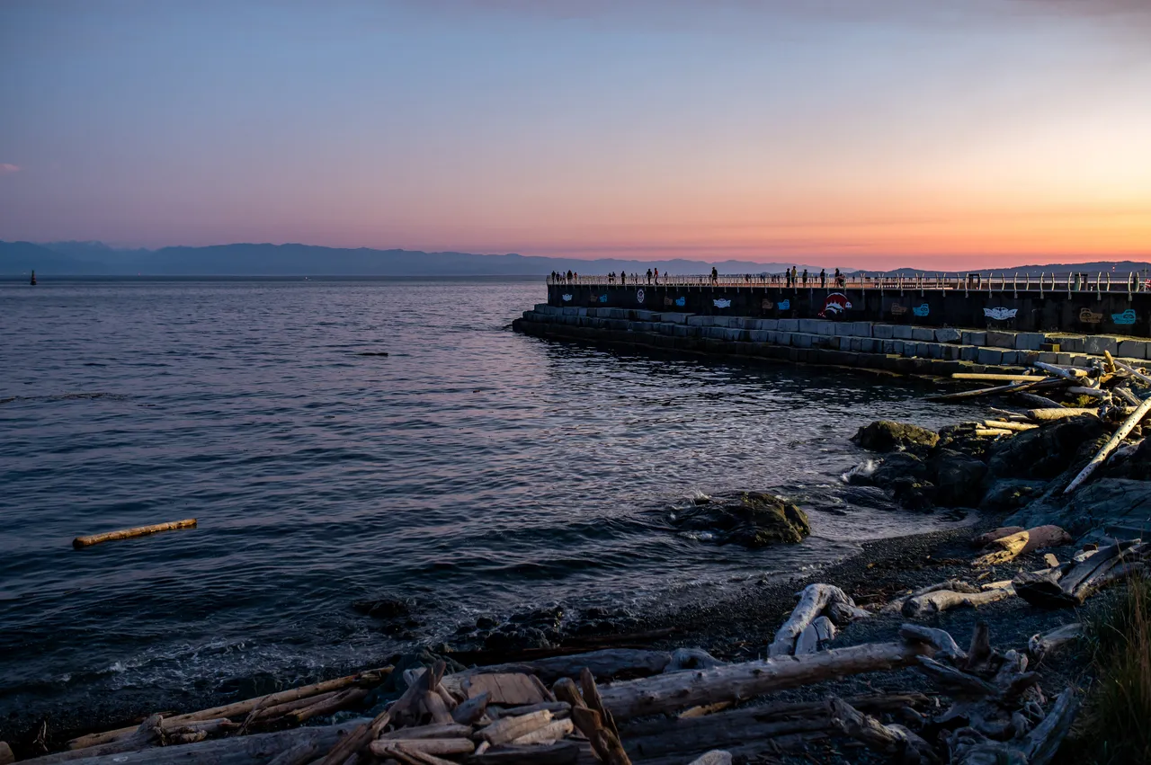 Sunset at Ogden Point and Breakwater overlooking Ocean