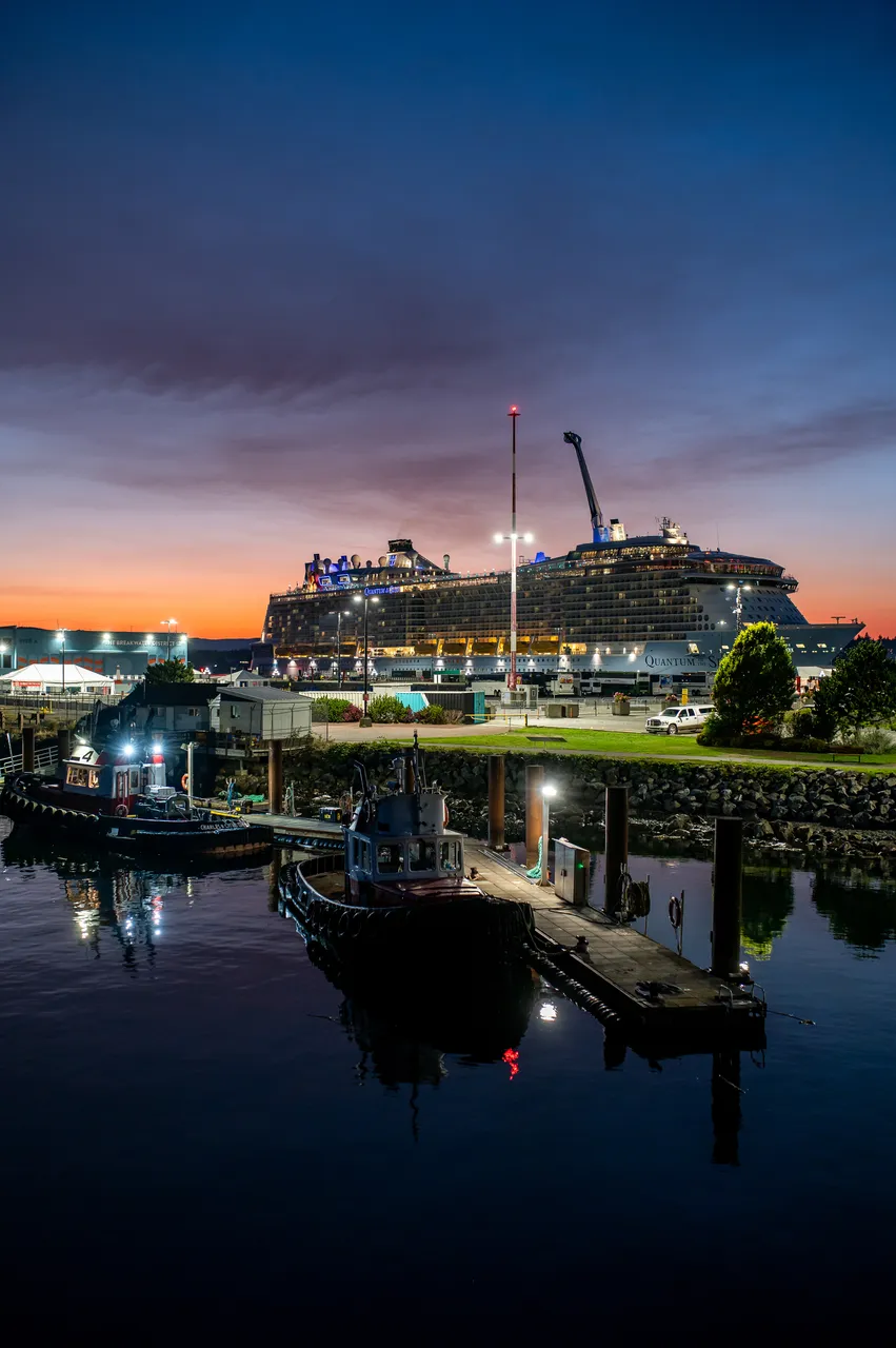 Maritime Photo of Ogden Point with Cruiseships at Night