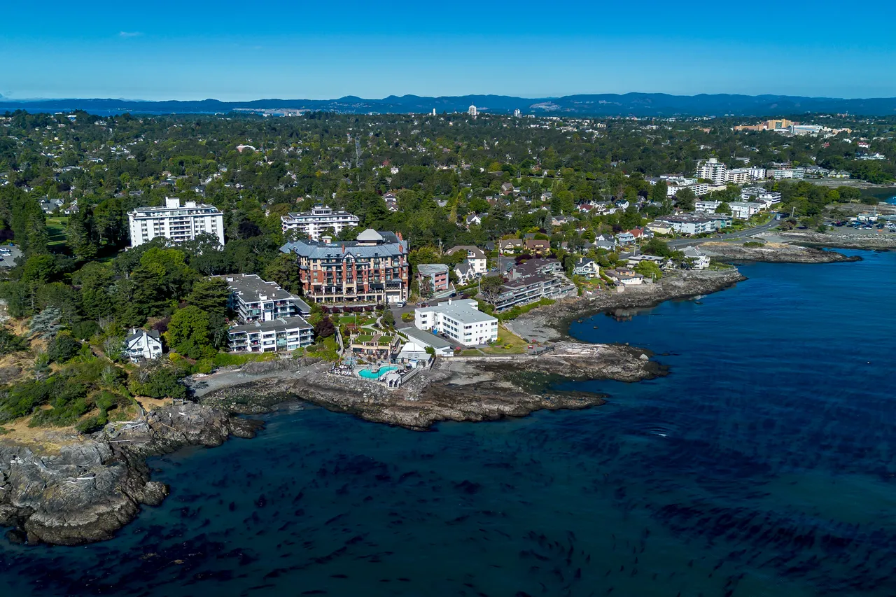 Aerial Photo of Hotel Overlooking Ocean During Day near Trees