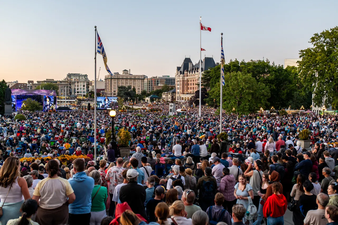 Crowd Filling the Legislature Lawn for a Sunset Concert