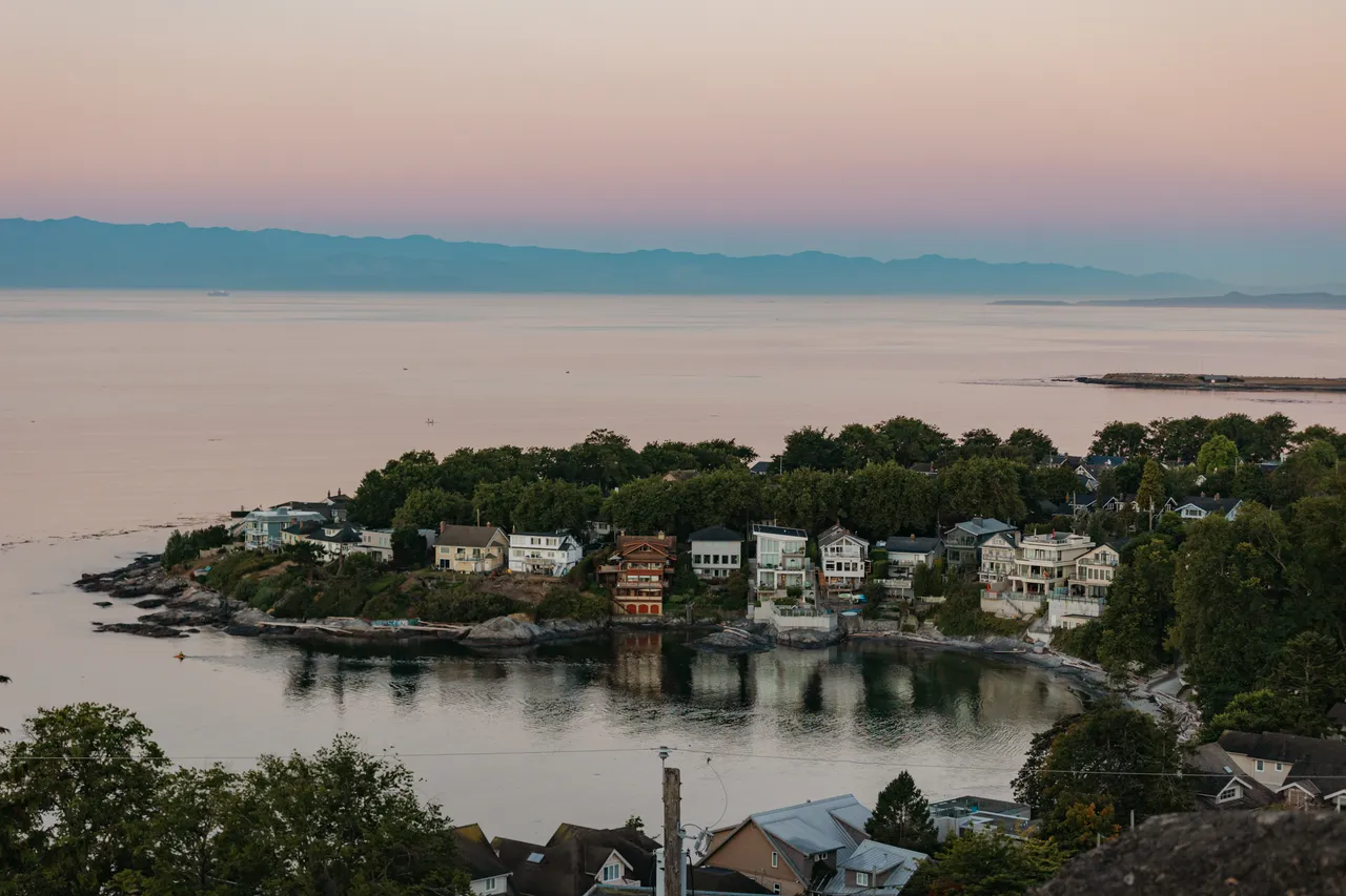 View of Gonzales from Hill Overlooking Coastline with Mountains in Backdrop