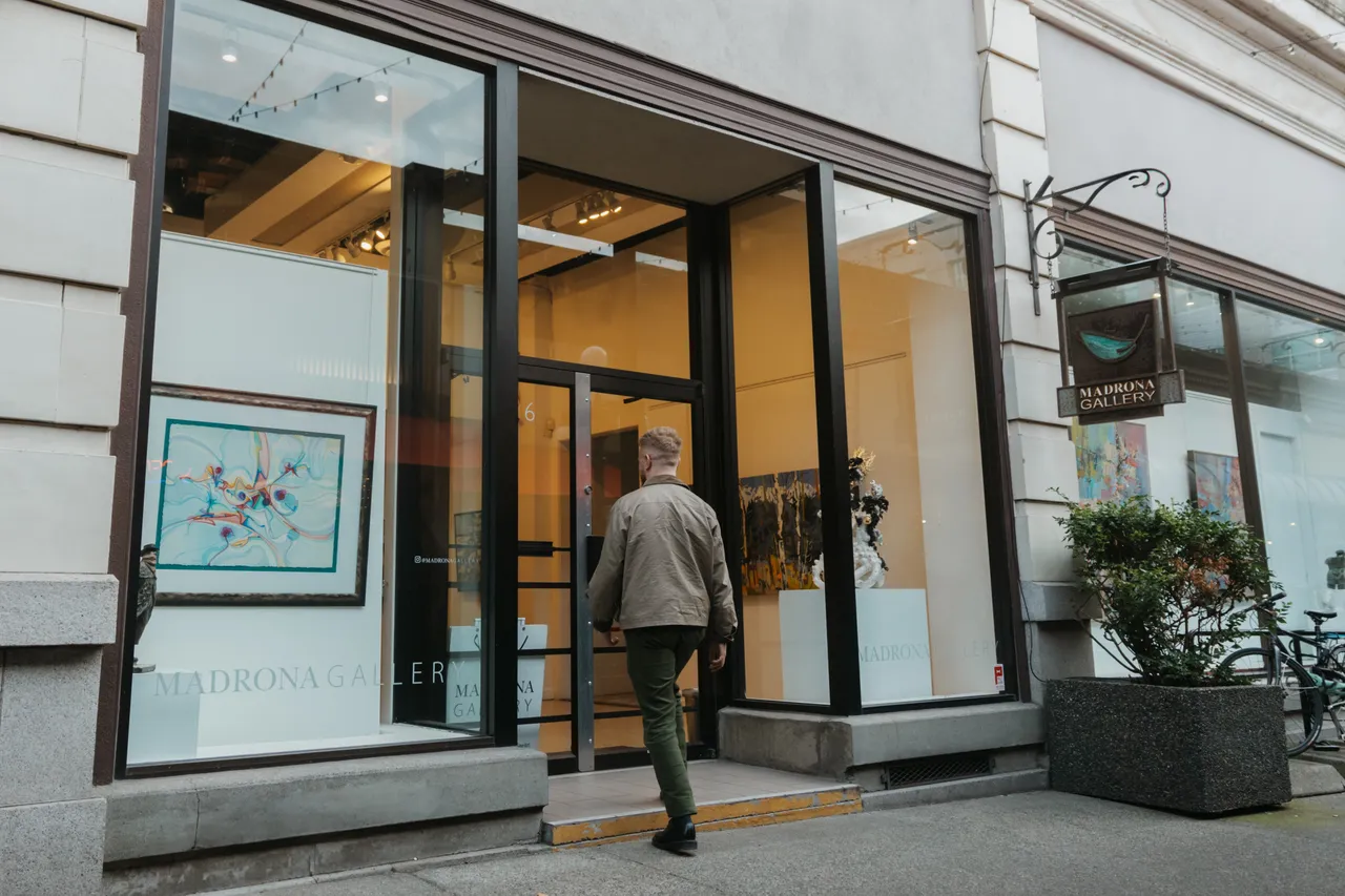 Man walking into gallery - 1 - Trounce Alley - Victoria