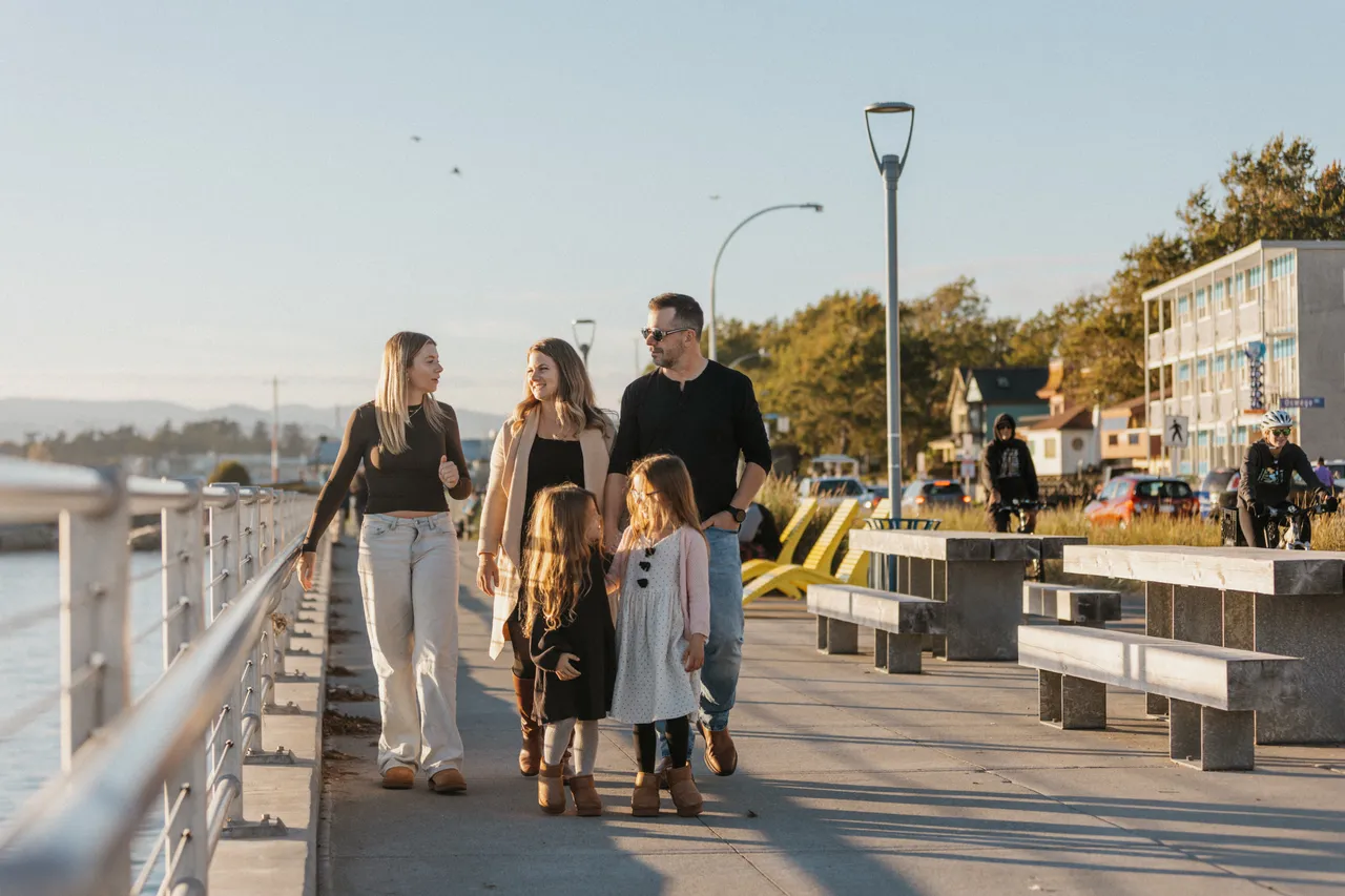 Family walking - Dallas Road - Victoria British Columbia