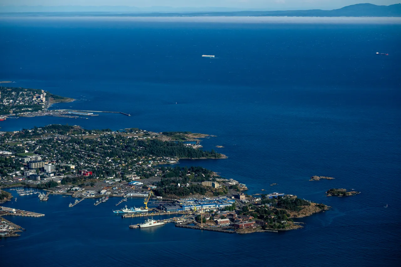 Navy Base Aerial with Ocean