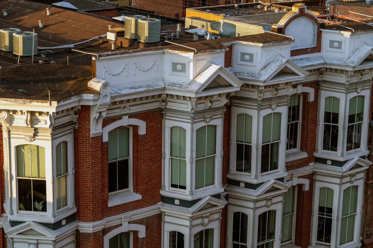 Aerial Photo of Brick Building during Late Day