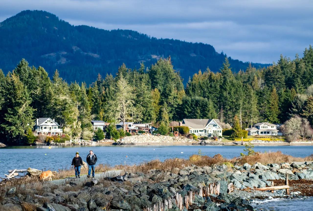 Couple walking on path
