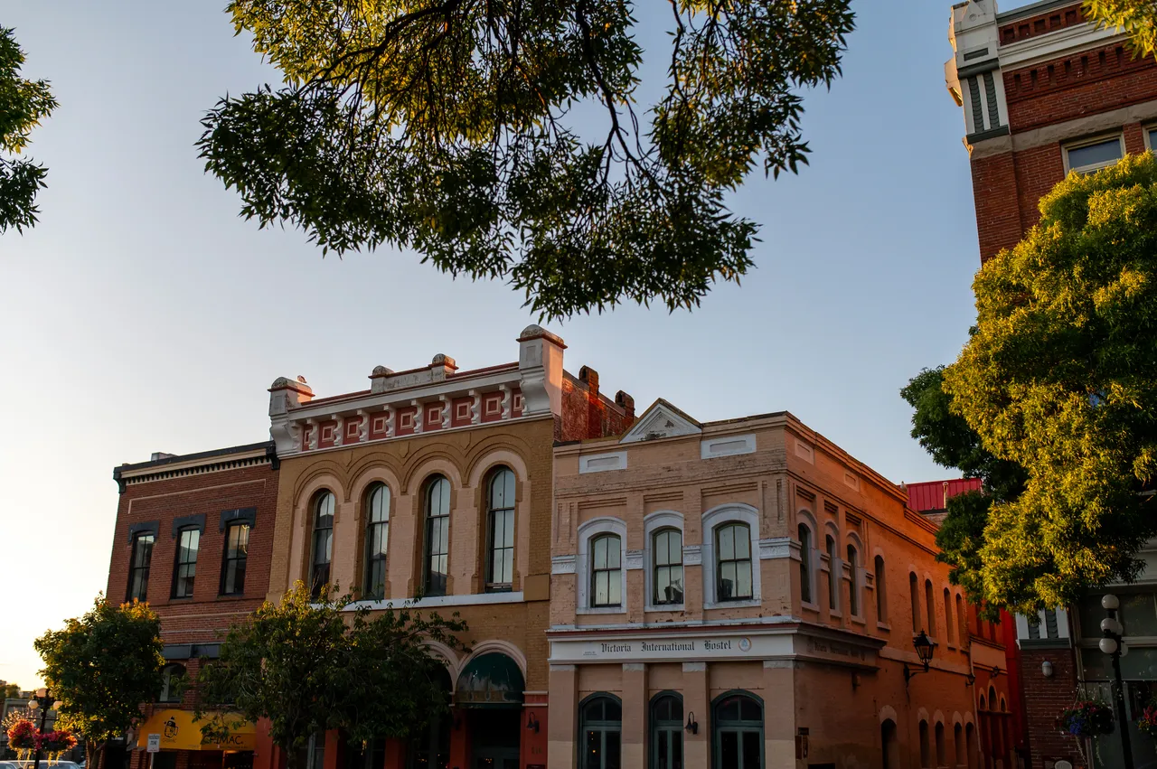 Heritage Brick Facades in Old Town Victoria at Golden Hour