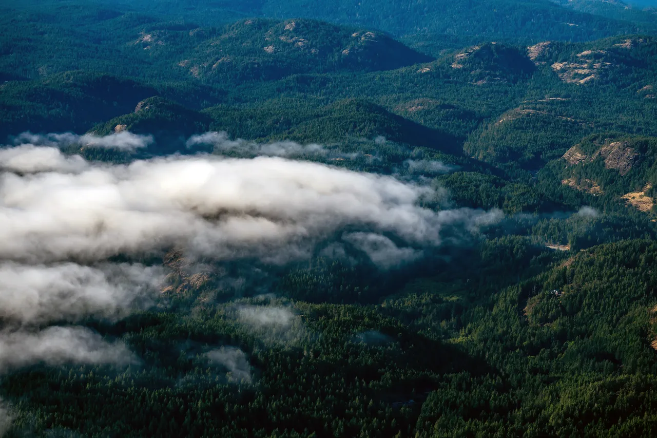 Metchosin Aerial Overlooking Mountains