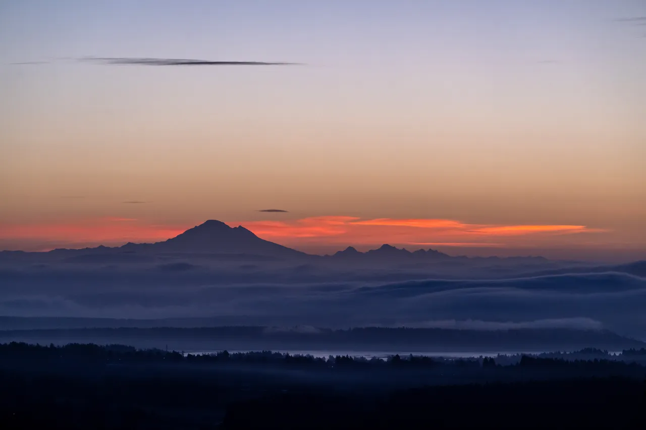 Aerial Photo Featuring Mountain Silhouette and Colourful Sky