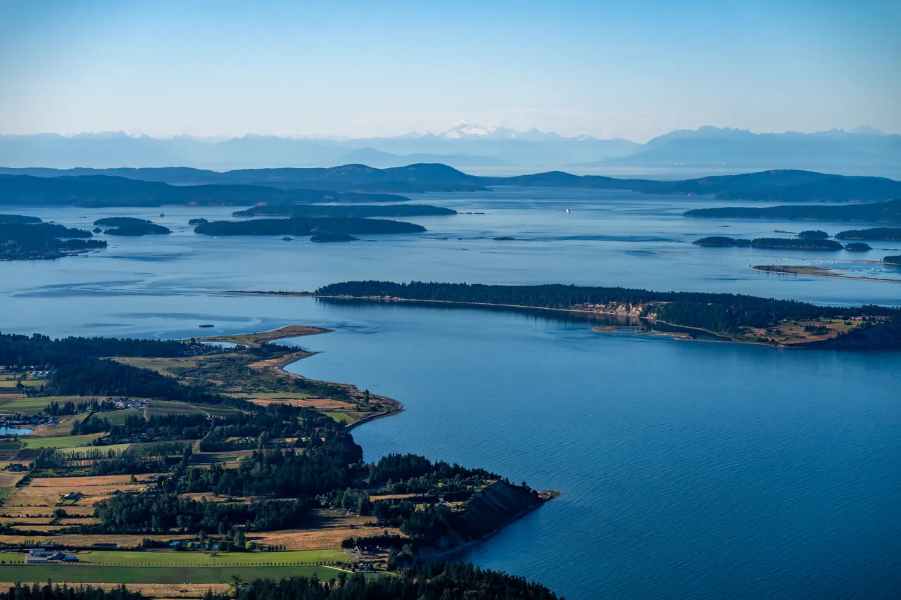 Saanich and Gulf Islands looking North Aerial with Ocean