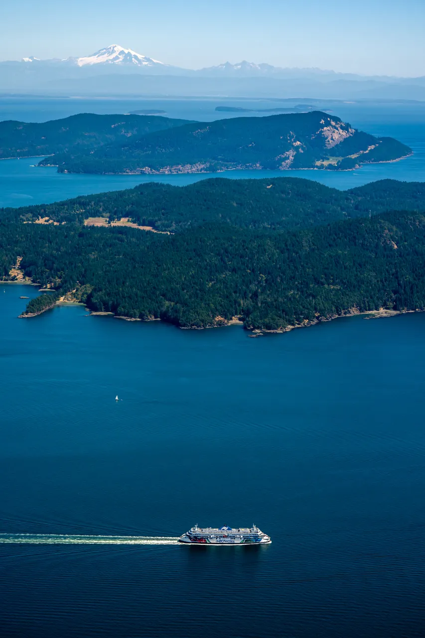 Aerial Photo of BC Ferries Sailing near Island