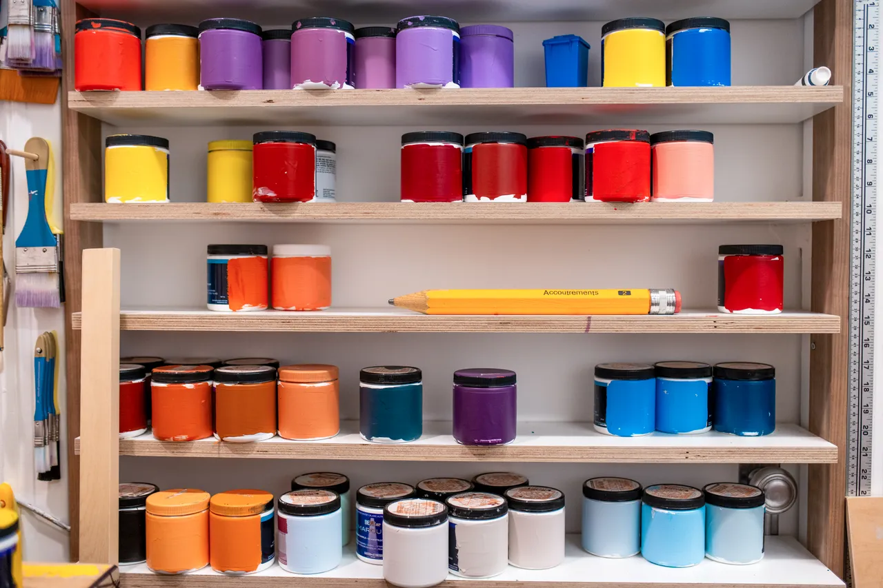 Shelf of paint