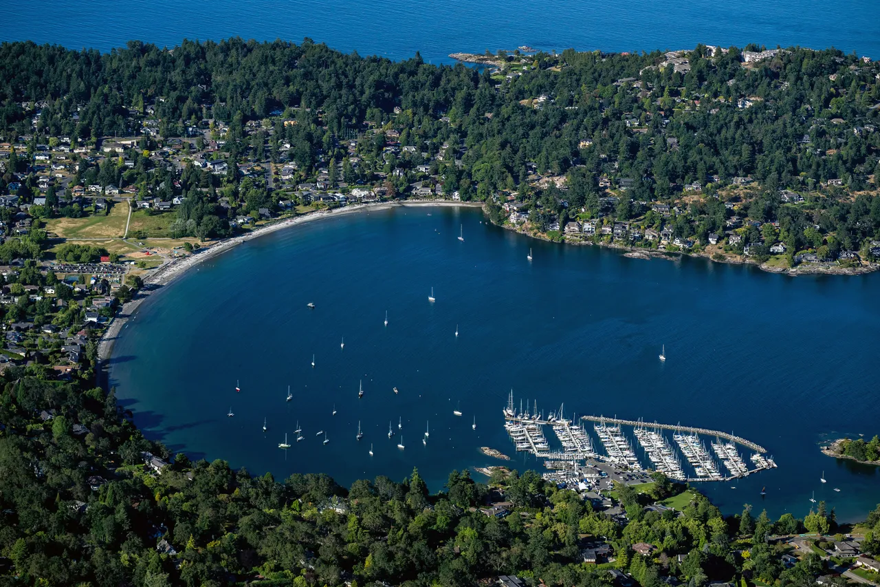 Cadboro Bay Aerial with Long Shoreline