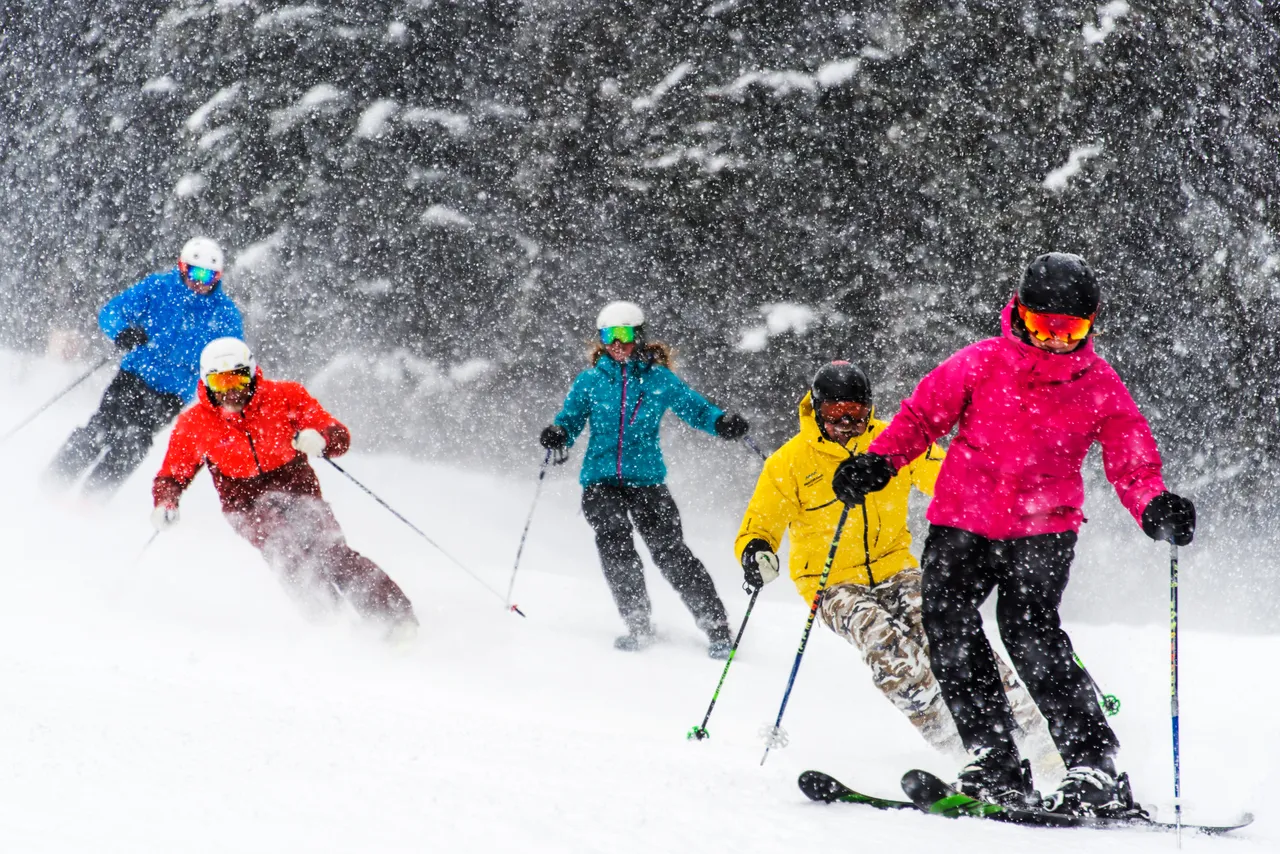 Snowy Group Skiing