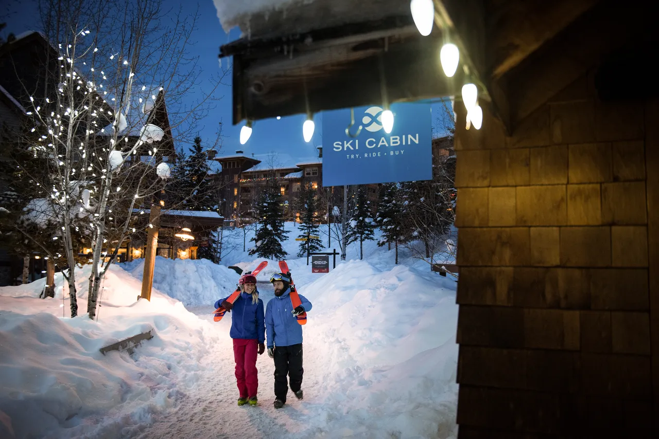 Strolling through the pedestrian, ski-in/ski-out village