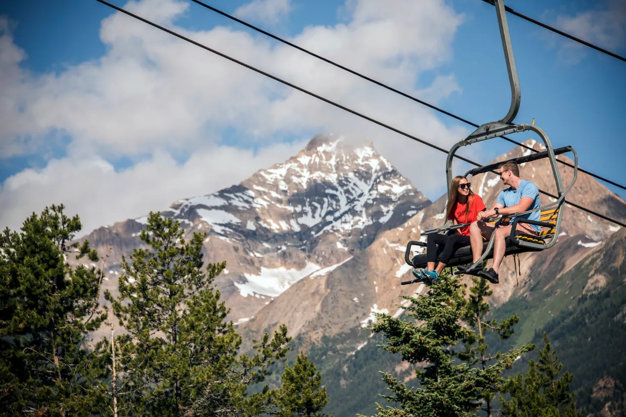Sightseeing chairlift ride in summer